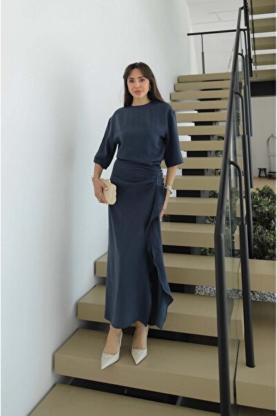 Havoş Φόρεμα Indigo Morley με λεπτομέρεια από κορδόνια στο πλάι