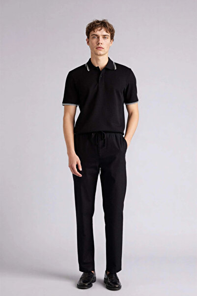 DeFacto D2671Axbk81 Black 100% Cotton Slim Fit Trousers