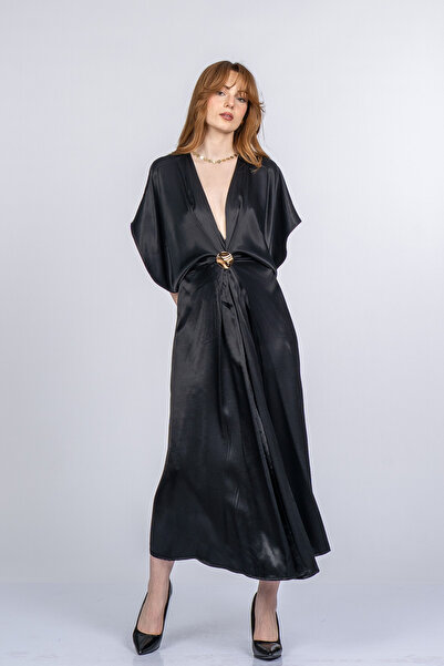 MissVina Virella Φόρεμα με φαρδιά μανίκια, υπερμεγέθη, με λαιμόκοψη V και σατ...