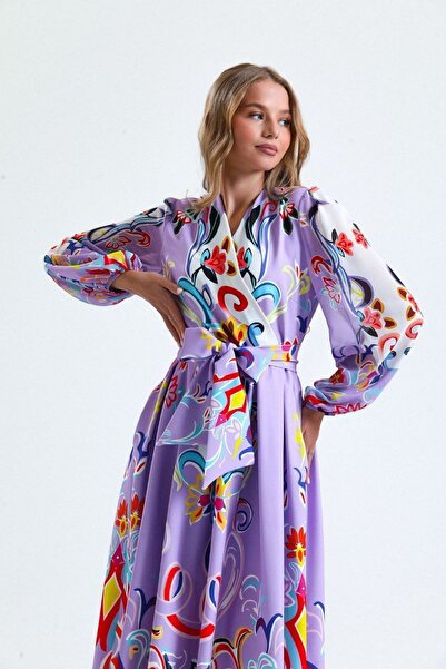 Hiccup Φόρεμα MSN με φλοράλ σχέδια, μάξι, σε γραμμή Α, με δέσιμο και κλείσιμο...