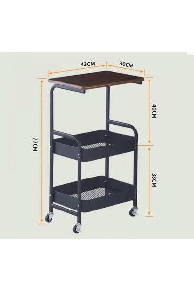 OEM Τραπέζι 79x43x30 εκ. – για καφέ, λάπτοπ, φαγητό, με ροδάκια, καφέ/μαύρο
