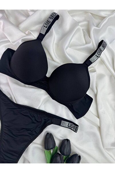 ROZENİN LINGERIE Taş Detaylı Destekli Sütyen Tanga İç Çamaşır Takımı