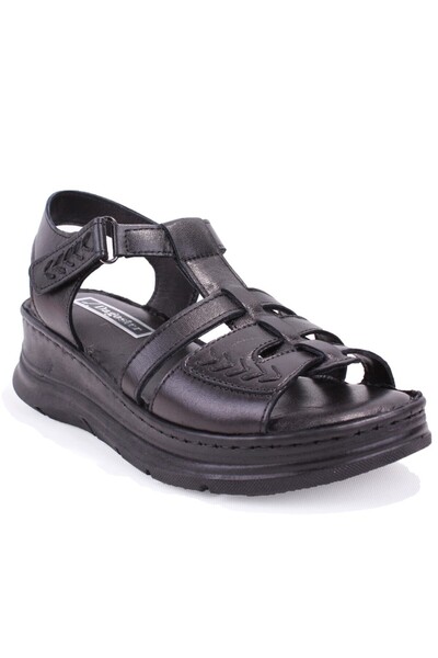 DAGOSTER Dza07-600110 Black Daily Orthopedic Leather Women's Sandals