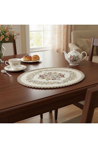 Yeshome Collection Covoraș decorativ rotund de 40 cm Royal Bouquet Goblen Fis...