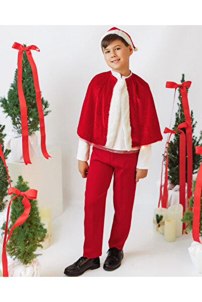 fustite cu luminite Στολή Άγιου Βασίλη, Αγορίστικη 3 τεμαχίων (κάπα, σκούφος,...