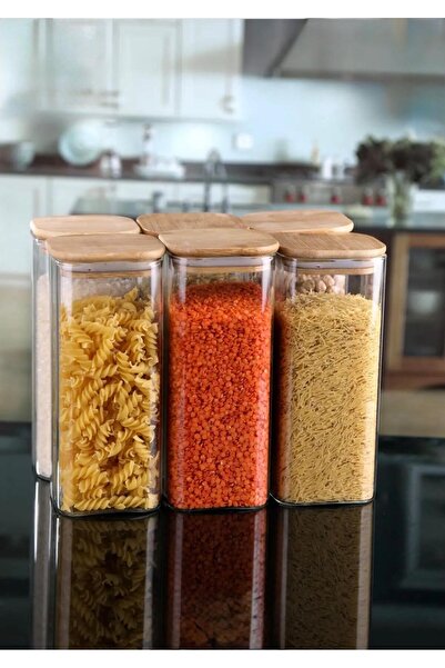 RASHA COLLECTION 6-Piece Glass Storage Container Set with Bamboo Lids