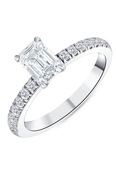 Londia Jewellery 1.20 CT. DOĞAL PIRLANTA BAGET KESİM YAN TAŞLI TASARIM YÜZÜK,...