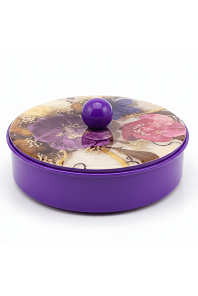 AKDC May Flower Decorative Round Purple Candy Box with Elegant Lid for Home &...