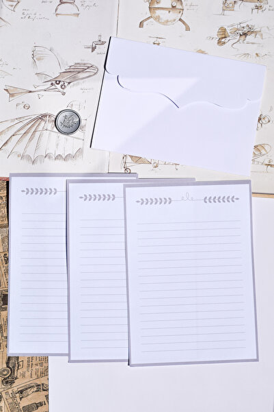 GÖKÇETasarım Beyaz Zarflı Mühürlü Mektup Seti / Hediye, Zarf, Scrapbook