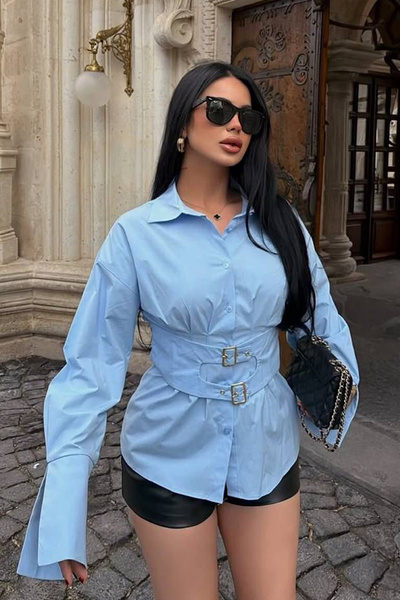 Noa&Noa Women's Belt Detailed Buckle Shirt – Brown Frame