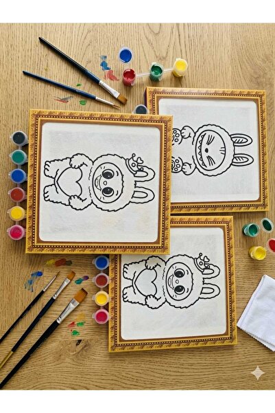 Romea Çoçuklar için Boyama Tuvali(3 ayrı set), 20cm-20cm Tuval Boyama, 6 Renk...
