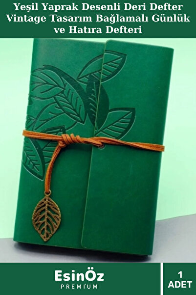 EsinÖz #Defter Yaprak Desenli Deri Defter Vintage Tasarım Bağlamalı Günlük ve...