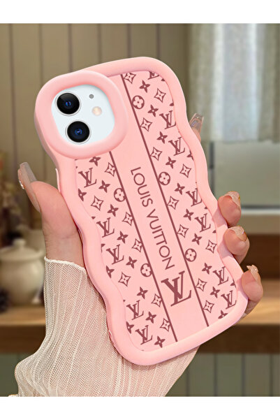 pink Silicone Case Camera Shock Absorbing Design Stylish Printing for iPhone 12/12 Pro Compatible