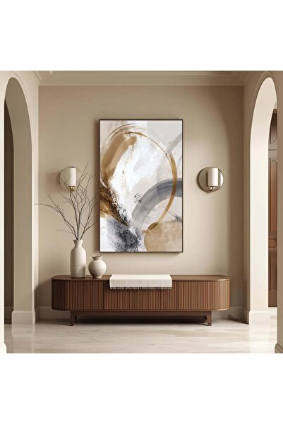 lawhat Elegant Abstract Painting That Combines Warm Beige Tones and Calm Gray...