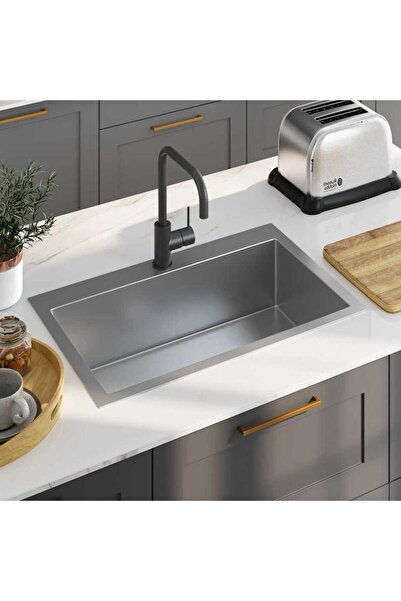 vidaxl Νεροχύτης Κουζίνας Χειροποίητος Ανοξείδωτο Ατσάλι