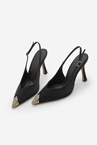 Marjin Γυναικεία παπούτσια στιλέτο με μυτερή μύτη, χρυσή μεταλλική αγκράφα μπ...