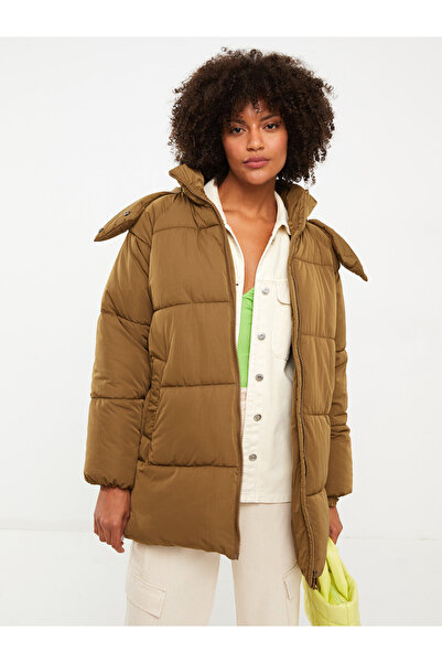LC Waikiki Women's Hooded Plain Puffer Coat