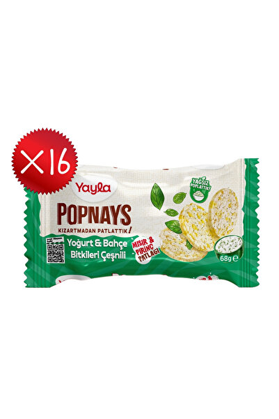 Yayla Popnays Yoğurt ve Bahçe Bitkileri Çeşnili Mısır ve Pirinç Patlağı 68 g x16