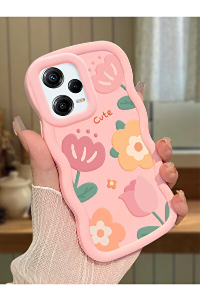 ucuc Redmi Note 12 Pro 5G Uyumlu Pembe Silikon Kılıf Kamera Korumalı Darbe Em...