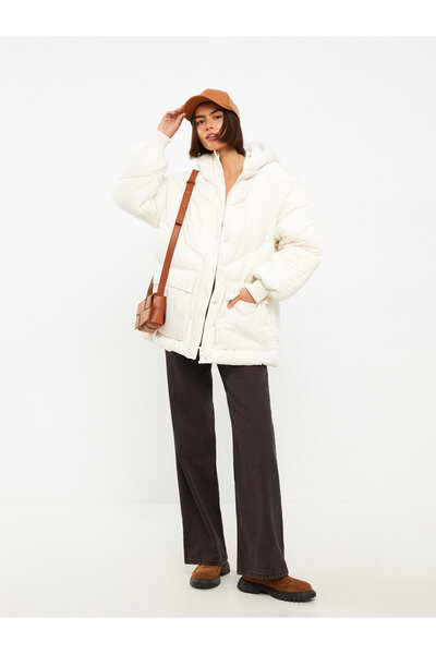 LC Waikiki Women's Hooded Plain Puffer Coat