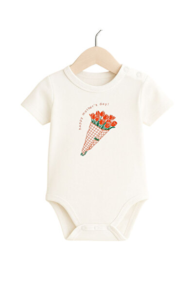 babytex Anneler Günü Baskılı Kısa Kollu Bebek Body & Zıbın