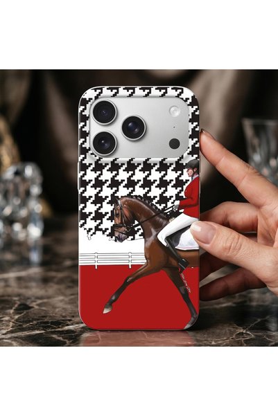 VİTELLİ iPhone 17 Pro Max Uyumlu Equestrian Kırmızı Ceket Telefon Kılıfı