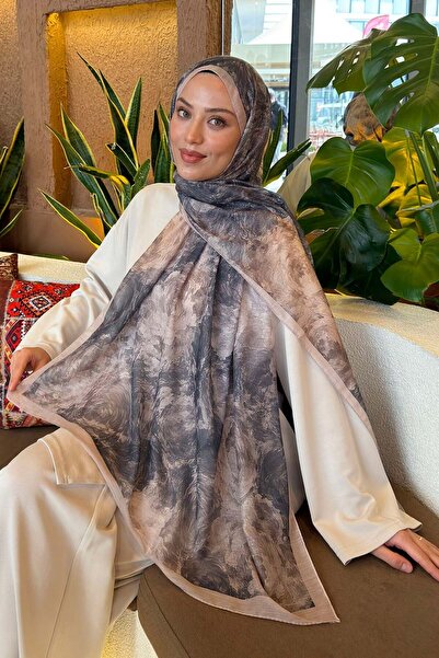 lamelif Rose Flower Pattern Fresh Shawl Beige