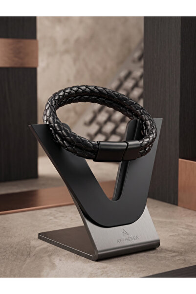 DEERDERİ Magnet Leather Hand Knitted Men's Bracelet