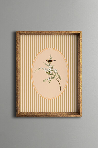 epiqart Two Birds on a Branch - Vintage Patterned Frame - Slim Model