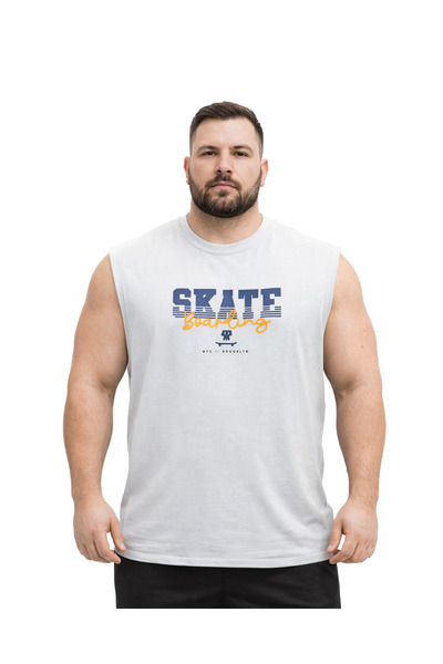 BattalModa تي شيرت أبيض كبير الحجم للرجال بدون أكمام مقاس 3XL-4XL-5XL-6XL