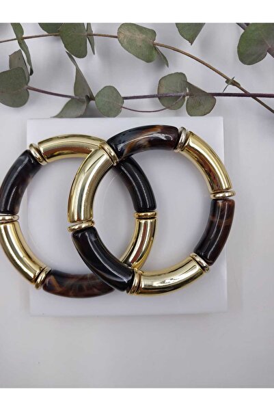 Yaseminli Butik Brown Gold Detailed Elastic Bracelet