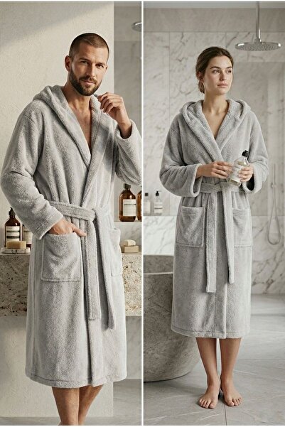 Loselya Rashell Welsoft Λούτρινο Μπουρνούζι με Κουκούλα