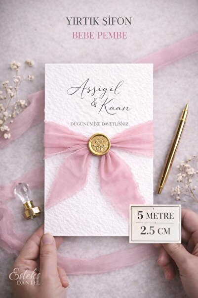 Esteks Dantel ve Tekstil Aksesuarları Κορδέλα από σιφόν premium με σχισμές 2,...