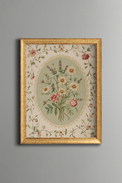 epiqart Floral Bouquet Pattern - Vintage Patterned Frame - Slim Model