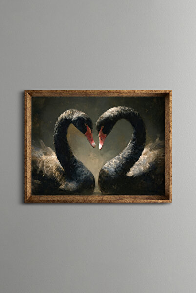 epiqart The Love of Black Swans - Vintage Patterned Frame - Slim Model