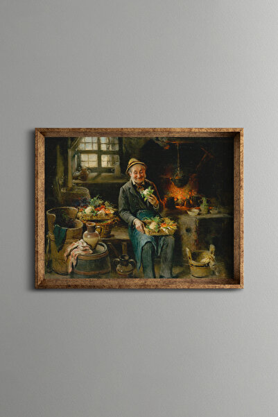 epiqart Vegetable Vendor - Vintage Patterned Frame - Slim Model