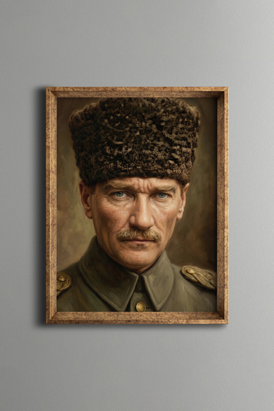 epiqart Atatürk Portresi - Vintage Desenli Çerçeve - İnce Model