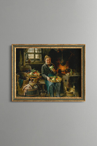 epiqart Vegetable Vendor - Vintage Patterned Frame - Slim Model