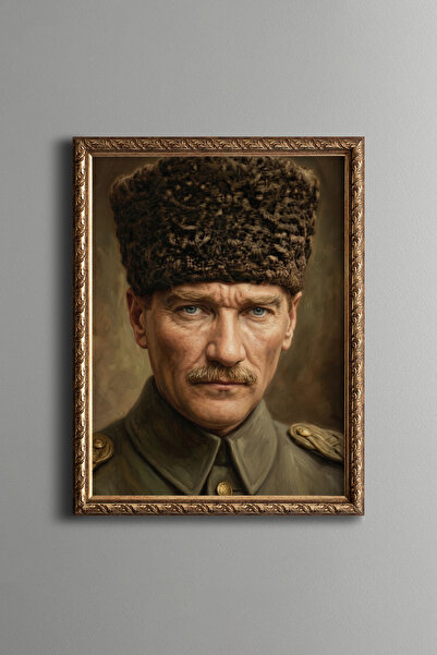 epiqart Atatürk Portresi - Vintage Desenli Çerçeve - İnce Model