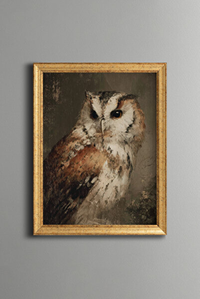 epiqart Owl Portrait - Vintage Patterned Frame - Slim Model