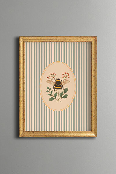epiqart Bee and Flower Composition - Vintage Patterned Frame - Slim Model