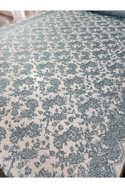 TESATURI OUTLET Tulle albastru deschis cu glitter – material elegant pentru rochii și creații couture