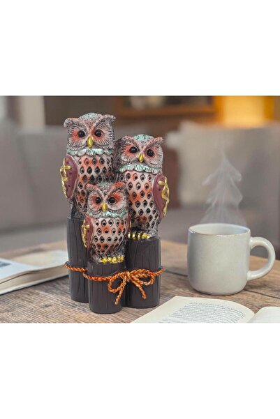 e-life shop Feng Shui Şans Getiren Baykuş Ailesi Biblo 15 cm Dekoratif Ev Ofi...