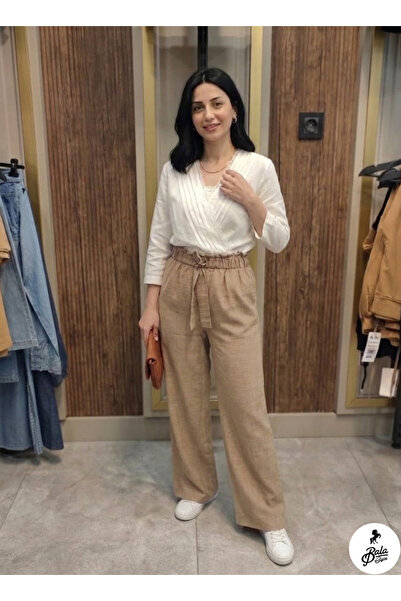 Bala Giyim Γυναικείο παντελόνι πεζοπορίας από ακατέργαστο λινό με ψηλή μέση κ...