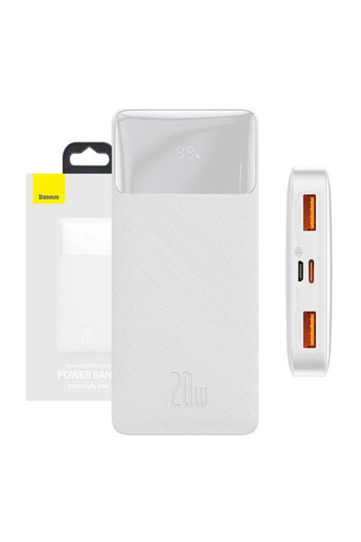 Baseus Εξωτερική μπαταρία, Baseus, 10000mAh, 20W, Λευκό