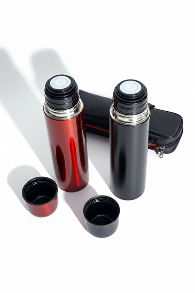 VİBEFLASK 500 ml 2'li Termos Takımı - 304 Paslanmaz Çelik - Kırmızı & Siyah A...