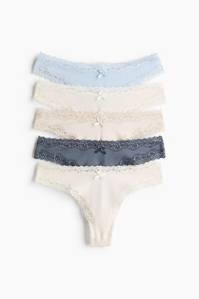 H&M 5'li Pamuklu ve Dantelli Brazilian Külot