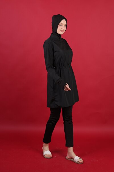 Rosto Fashion Costum de baie islamic complet acoperit, negru, cu detaliu șnur...