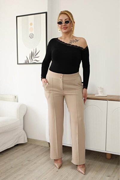 Siyezen Παντελόνι Lycra μεγάλου μεγέθους με λεπτομέρεια από ύφασμα στο μπροστ...