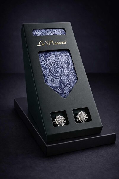 Kravatkolik Κλασικό Σετ Δώρου Ανδρικό Μανικετόκουμπα με Μπλε Μαντήλι OS643